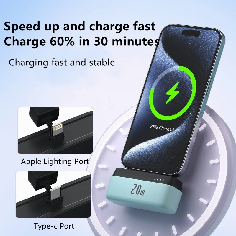 PD20W Fast Charging Powerbank 5000mah Mini Power Bank with LED Light Phone Holder Mobile Emergency Power