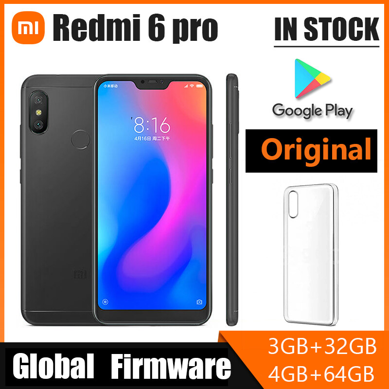 Smartphone Xiaomi Redmi 6 Pro / Mi A2 lite Cellphone with Phone Case, 4000mAh Batterry Dual SIM Solt Dual Camera Global Firmware