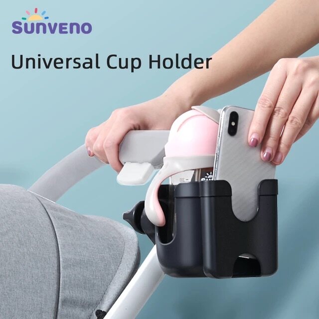 Sunveno Stroller Cup Holder Multifunctional Creative Stroller Accessories Baby Stroller/Pushchair Black Mobile Phone Holder