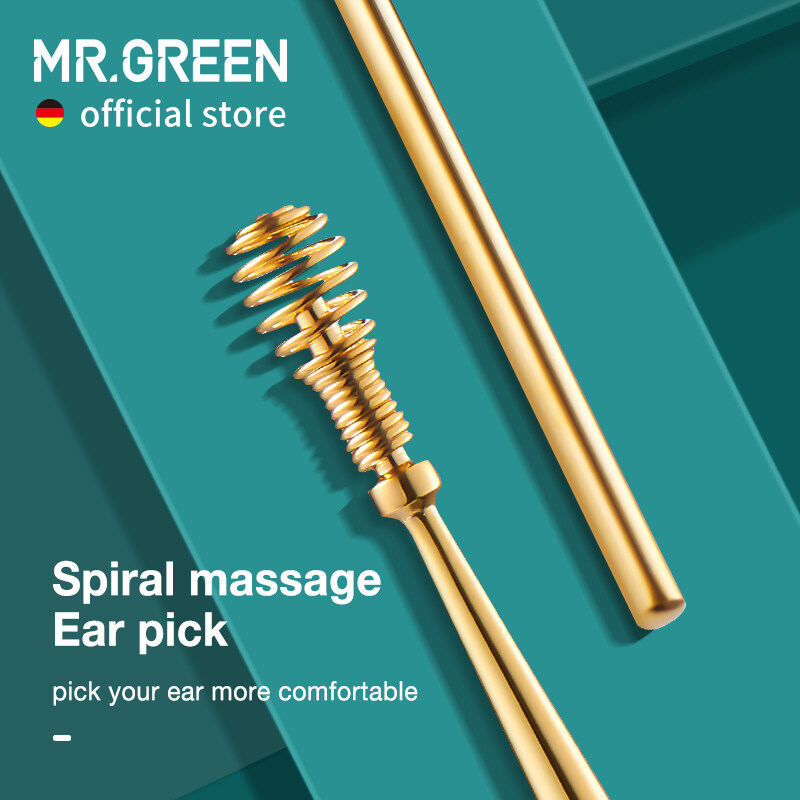 MR.GREEN Spiral Massage Ear Pick 360° Spiral Ear Wax Remover Ear Canal Cleaner Stainless Steel Flexible Design Ear Care Tools