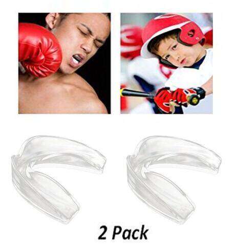 2 Pieces Mouth Guard For Taekwondo Martial arts Muay Thai Karate and other sports, with storage case, For Kids & Adult-Clear
