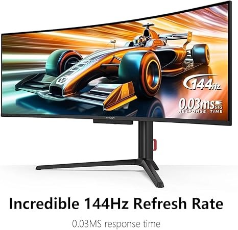 INNOCN 49" OLED Ultrawide Curved Gaming Monitor 5120 x 1440p 144Hz, 0.03ms, USB Type C 90W, HDMI 2.1, DisplayPort, USB Hub, Speakers, Adaptive-Sync, Adjustable Stand, Black